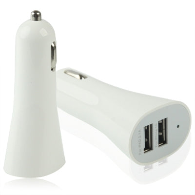 2.1A 2 USB Car Charger, For iPhone, Galaxy, Huawei, Xiaomi, LG, HTC and Other Smart Phones(White)