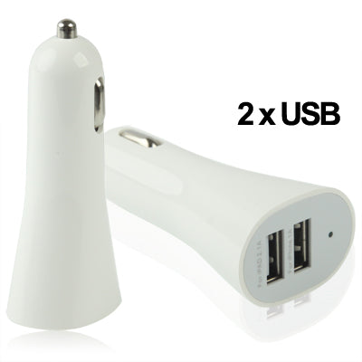 2.1A 2 USB Car Charger, For iPhone, Galaxy, Huawei, Xiaomi, LG, HTC and Other Smart Phones(White)