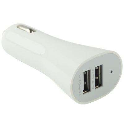 2.1A 2 USB Car Charger, For iPhone, Galaxy, Huawei, Xiaomi, LG, HTC and Other Smart Phones(White)