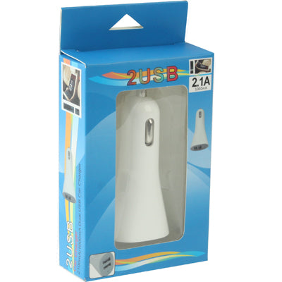 2.1A 2 USB Car Charger, For iPhone, Galaxy, Huawei, Xiaomi, LG, HTC and Other Smart Phones(White)