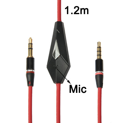 1.2m 3.5mm Jack Earphone Cable with Wired Control & Mic, For iPad, iPhone, Galaxy, Huawei, Xiaomi, LG, HTC and Other Smart Phones(Red)