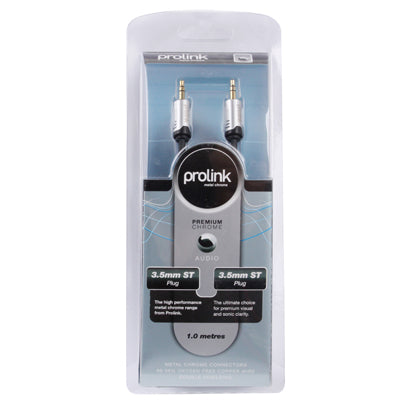 Prolink Metal Chrome 3.5mm Jack Earphone Cable for iPhone / iPad / iPod / MP3, Length: 1m