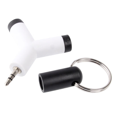 Key Chain Style 3.5mm Stereo Audio Headset to 2x Splitter Adapter, For iPhone 5 / iPhone 4 & 4S / 3GS / 3G / iPad 4 / iPad mini 1 / 2 / 3 / New iPad / iPad 2 / iTouch(White)