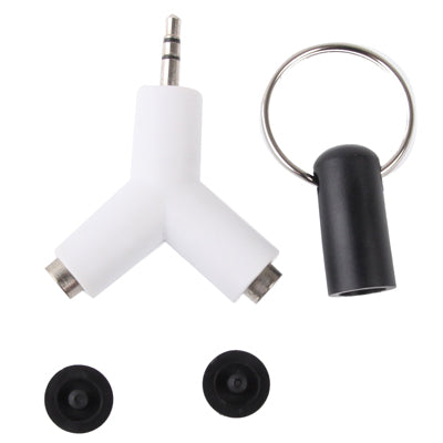 Key Chain Style 3.5mm Stereo Audio Headset to 2x Splitter Adapter, For iPhone 5 / iPhone 4 & 4S / 3GS / 3G / iPad 4 / iPad mini 1 / 2 / 3 / New iPad / iPad 2 / iTouch(White)