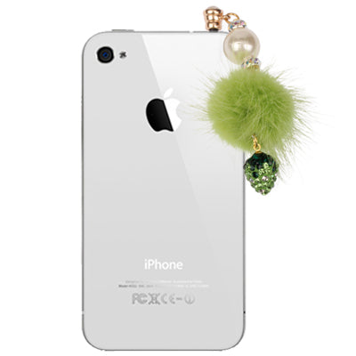 Fashion Strawberry & Plush Ball Style Earphone Dock Port Anti-dust Plug for iPhone 4S / 4 / iPod / iPad