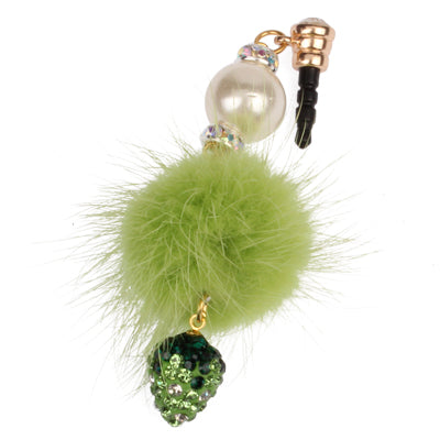 Fashion Strawberry & Plush Ball Style Earphone Dock Port Anti-dust Plug for iPhone 4S / 4 / iPod / iPad