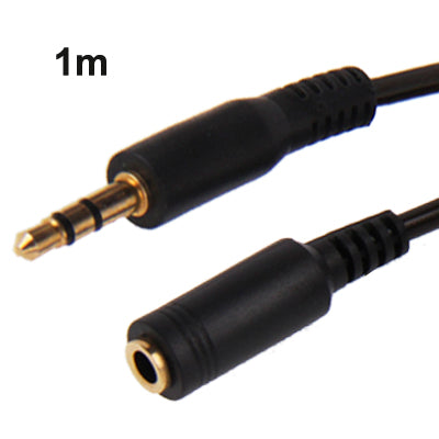 3.5mm Gold Plated Male to Female Jack Earphone Extender Cable, Length: 1m