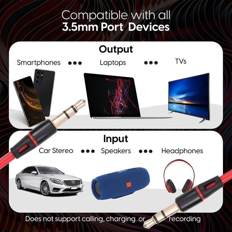 Original  Aux Audio Cable 3.5mm Male to Male, Compatible with Phones, Tablets, Headphones, MP3 Player, Car/Home Stereo & More(Red)