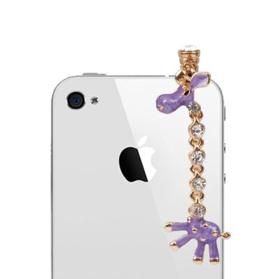 Fashion Diamond Giraffe Style Earphone Anti-dust Plug for iPhone 4S / 4 / iPod / iPad (Purple)
