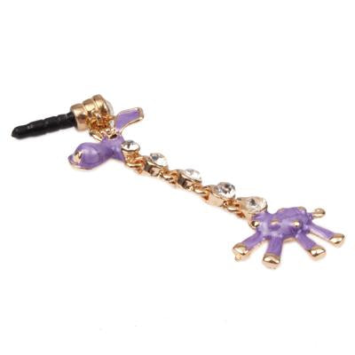 Fashion Diamond Giraffe Style Earphone Anti-dust Plug for iPhone 4S / 4 / iPod / iPad (Purple)