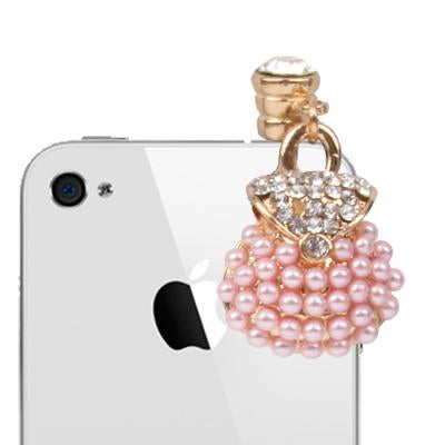 Fashion Diamond Handbag Style Earphone Anti-dust Plug for iPhone 4S / 4 / iPod / iPad