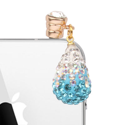 Water-Drop Design Earphones Anti-dust 3.5mm Plug Ear Cap with Rhinestones for iPhone 4S / 4 / iPod / iPad