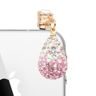 Water-Drop Design Earphones Anti-dust 3.5mm Plug Ear Cap with Rhinestones for iPhone 4S / 4 / iPod / iPad
