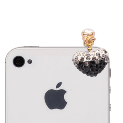 Heart Design Earphones Anti-dust 3.5mm Plug Ear Cap with Rhinestones for iPhone 4S / 4 / iPod / iPad