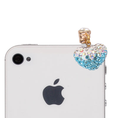 Heart Design Earphones Anti-dust 3.5mm Plug Ear Cap with Rhinestones for iPhone 4S / 4 / iPod / iPad