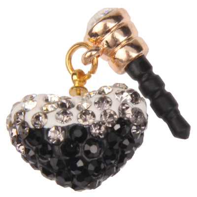 Heart Design Earphones Anti-dust 3.5mm Plug Ear Cap with Rhinestones for iPhone 4S / 4 / iPod / iPad