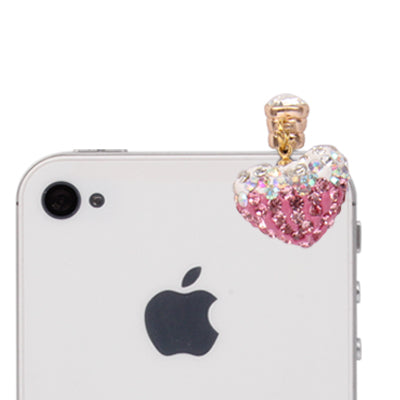 Heart Design Earphones Anti-dust 3.5mm Plug Ear Cap with Rhinestones for iPhone 4S / 4 / iPod / iPad