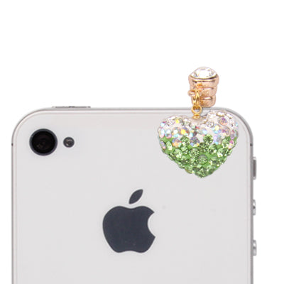 Heart Design Earphones Anti-dust 3.5mm Plug Ear Cap with Rhinestones for iPhone 4S / 4 / iPod / iPad
