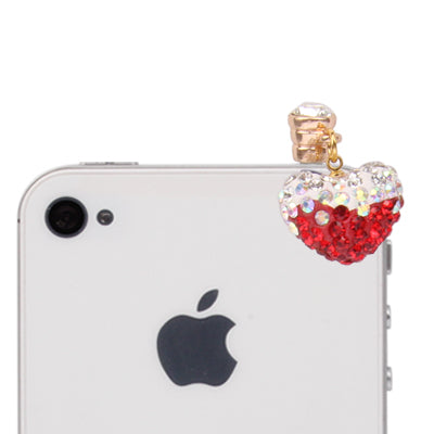 Heart Design Earphones Anti-dust 3.5mm Plug Ear Cap with Rhinestones for iPhone 4S / 4 / iPod / iPad