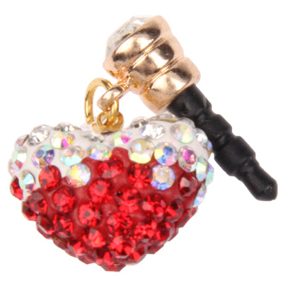 Heart Design Earphones Anti-dust 3.5mm Plug Ear Cap with Rhinestones for iPhone 4S / 4 / iPod / iPad