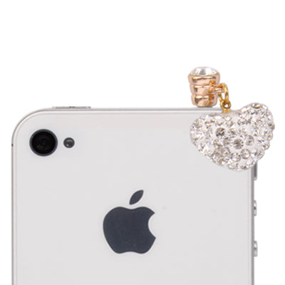 Heart Design Earphones Anti-dust 3.5mm Plug Ear Cap with Rhinestones for iPhone 4S / 4 / iPod / iPad