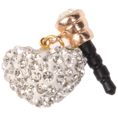 Heart Design Earphones Anti-dust 3.5mm Plug Ear Cap with Rhinestones for iPhone 4S / 4 / iPod / iPad
