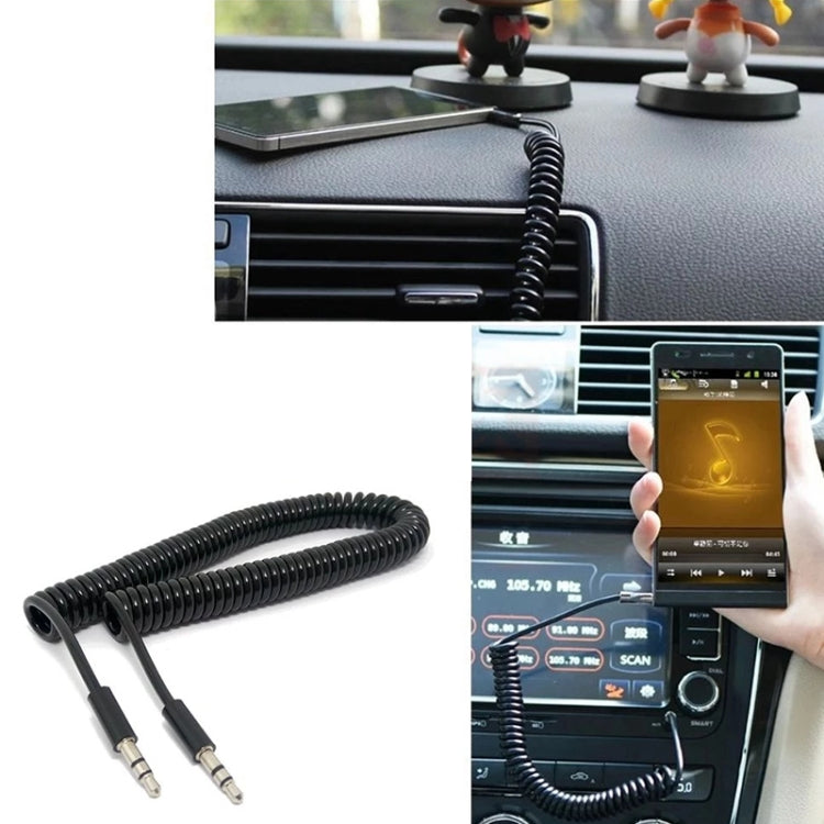 Spring Coiled 3.5mm Aux Cable, Compatible with Phones, Tablets, Headphones, MP3 Player, Car/Home Stereo & More, Length: 20cm up to 80cm(Black)
