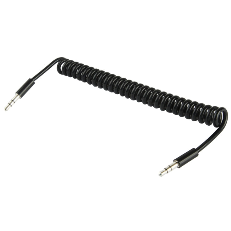 Spring Coiled 3.5mm Aux Cable, Compatible with Phones, Tablets, Headphones, MP3 Player, Car/Home Stereo & More, Length: 20cm up to 80cm(Black)