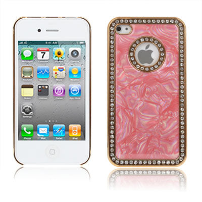 Marble Border Diamond Style Plastic Case for iPhone 4 & 4S