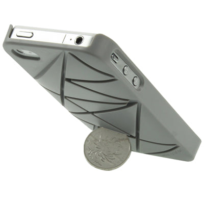 Hard Soft ABS Coin 4 Stand Cover Case for iPhone 4 & 4S (Grey)