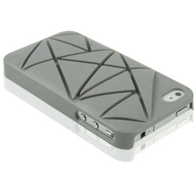 Hard Soft ABS Coin 4 Stand Cover Case for iPhone 4 & 4S (Grey)