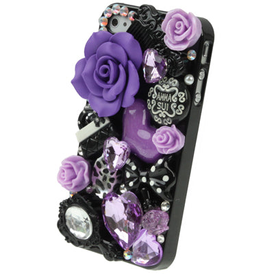3D Flowers Diamond Encrusted Plastic Hard Back Case Cover for iPhone 4 & 4S