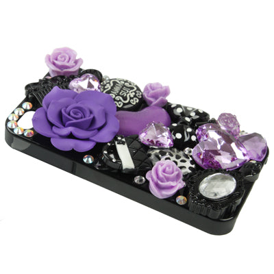 3D Flowers Diamond Encrusted Plastic Hard Back Case Cover for iPhone 4 & 4S