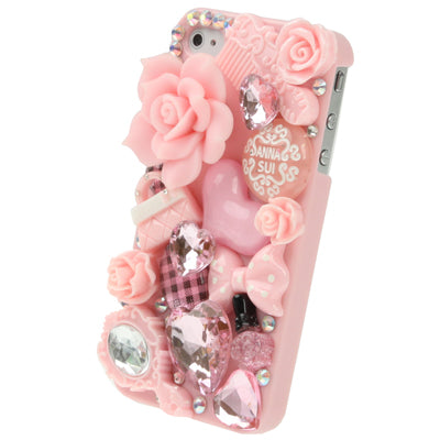 3D Flowers Diamond Encrusted Plastic Hard Back Case Cover for iPhone 4 & 4S