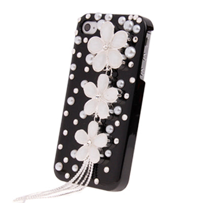 Flower Motifs Handmade Diamond Encrusted Crystal Shell for iPhone 4 & 4S