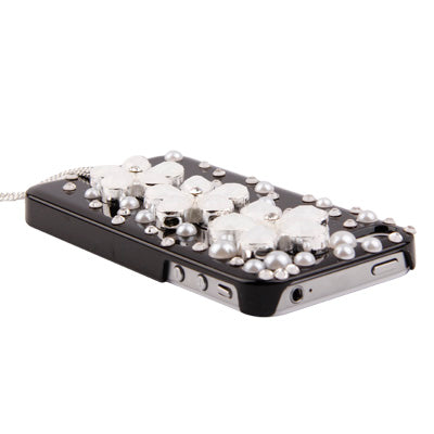 Flower Motifs Handmade Diamond Encrusted Crystal Shell for iPhone 4 & 4S