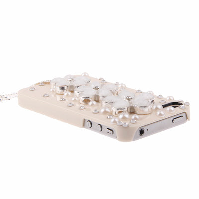 Flower Motifs Handmade Diamond Encrusted Crystal Shell for iPhone 4 & 4S
