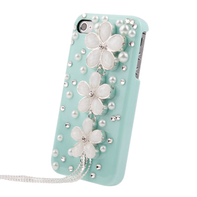 Flower Motifs Handmade Diamond Encrusted Crystal Shell for iPhone 4 & 4S