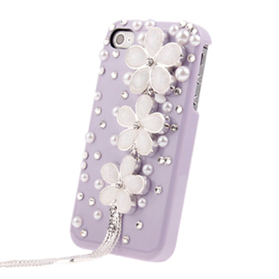 Flower Motifs Handmade Diamond Encrusted Crystal Shell for iPhone 4 & 4S