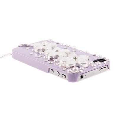 Flower Motifs Handmade Diamond Encrusted Crystal Shell for iPhone 4 & 4S