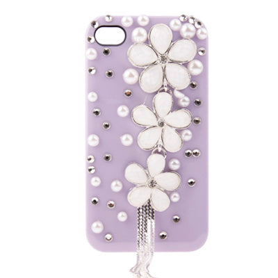 Flower Motifs Handmade Diamond Encrusted Crystal Shell for iPhone 4 & 4S