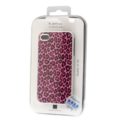 Leopard Pattern Plastic Protective Case for iPhone 4 & 4S (Magenta)
