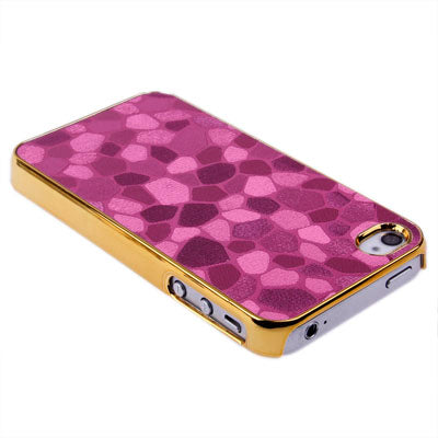 Gravel Style Plating Skinning Plastic Case for iPhone 4 & 4S