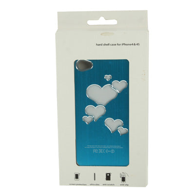Hollow Heart Pattern LED Changed Sense Flash Light Effect Pasting Metal Plastic Case for iPhone 4 & 4S