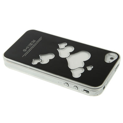 Hollow Heart Pattern LED Changed Sense Flash Light Effect Pasting Metal Plastic Case for iPhone 4 & 4S