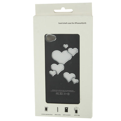 Hollow Heart Pattern LED Changed Sense Flash Light Effect Pasting Metal Plastic Case for iPhone 4 & 4S