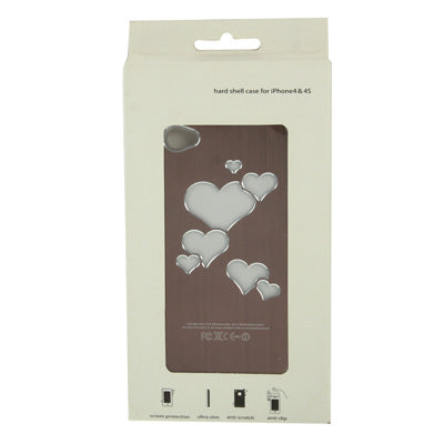 Hollow Heart Pattern LED Changed Sense Flash Light Effect Pasting Metal Plastic Case for iPhone 4 & 4S