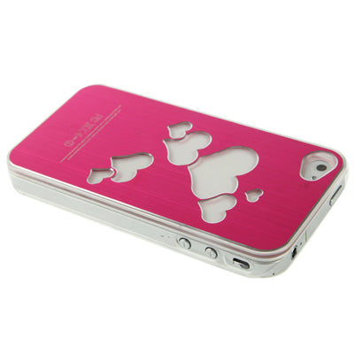 Hollow Heart Pattern LED Changed Sense Flash Light Effect Pasting Metal Plastic Case for iPhone 4 & 4S