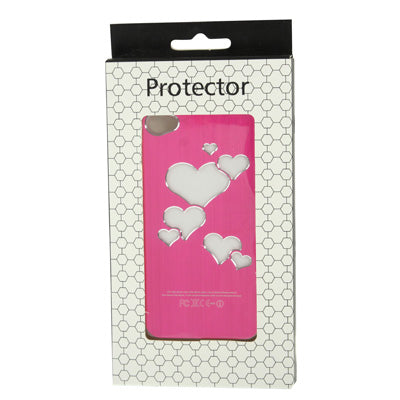 Hollow Heart Pattern LED Changed Sense Flash Light Effect Pasting Metal Plastic Case for iPhone 4 & 4S