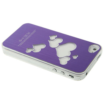 Hollow Heart Pattern LED Changed Sense Flash Light Effect Pasting Metal Plastic Case for iPhone 4 & 4S